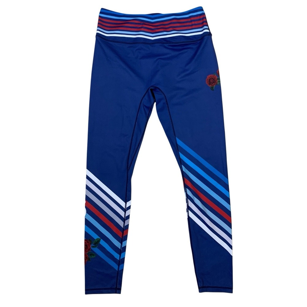 Poprageous Popactive Stripe Floral Graphic Athleisure Leggings Large